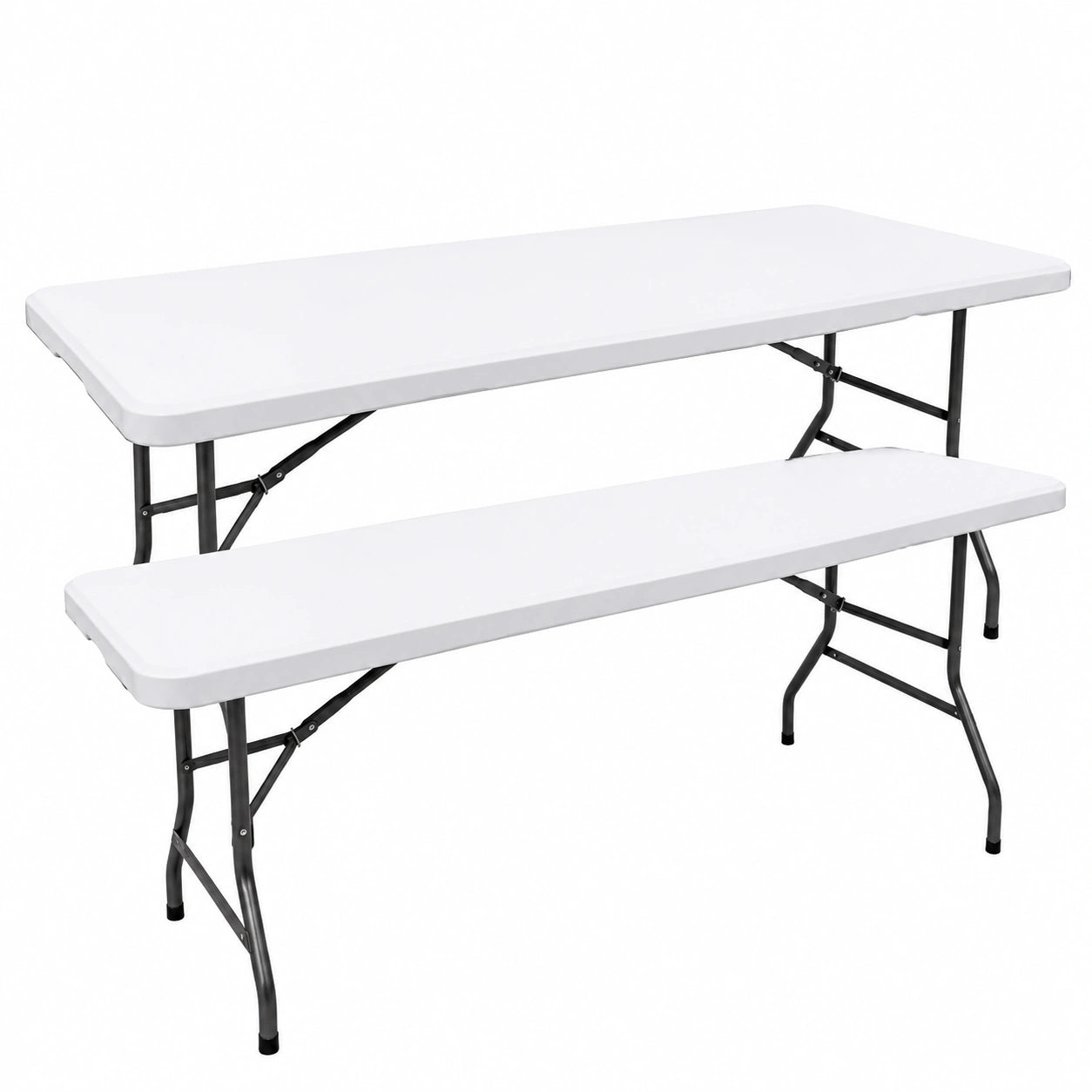 Lot de 2 nappes blanches pour table pliante 180 cm, tissu spandex déperlant