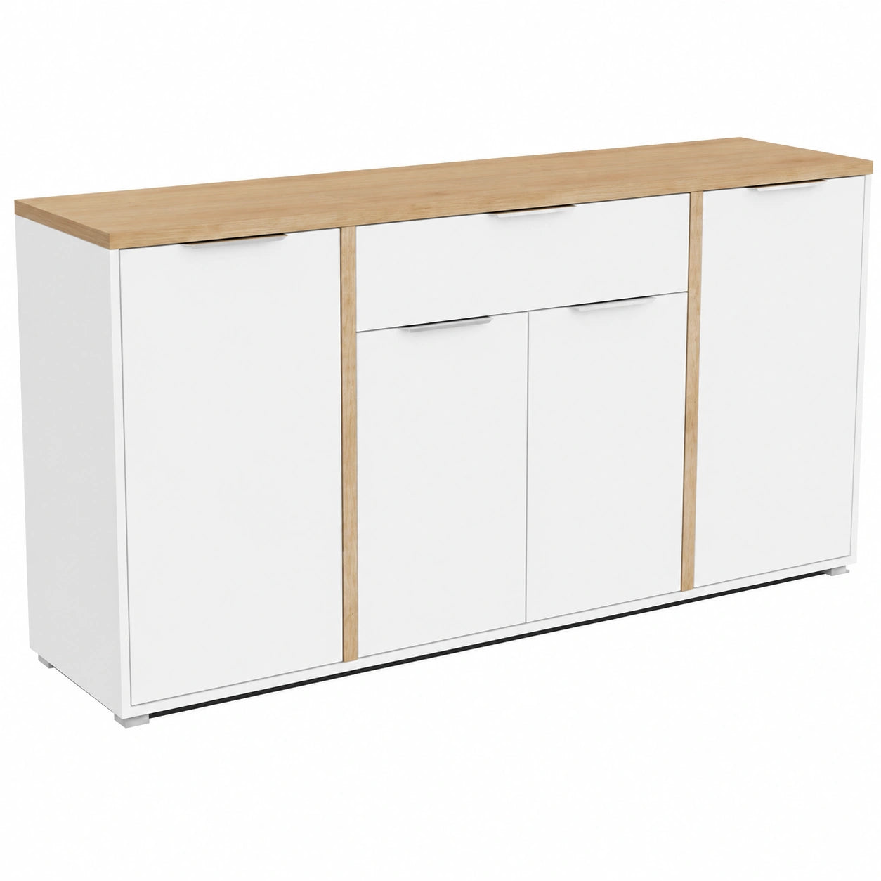 Buffet Scandinave 4 Portes 1 Tiroir Blanc et Chêne