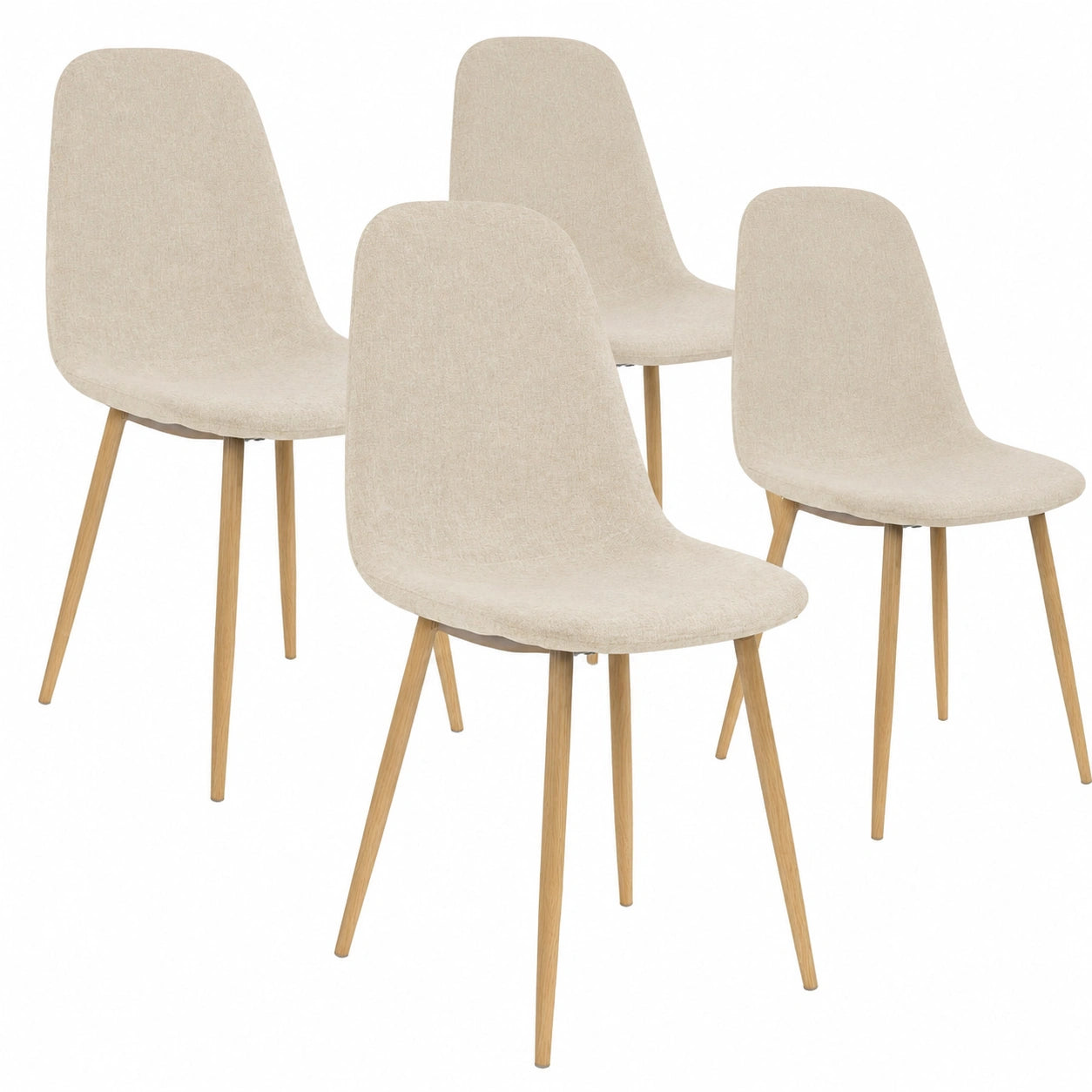 Lot de 4 chaises scandinaves en tissu beige