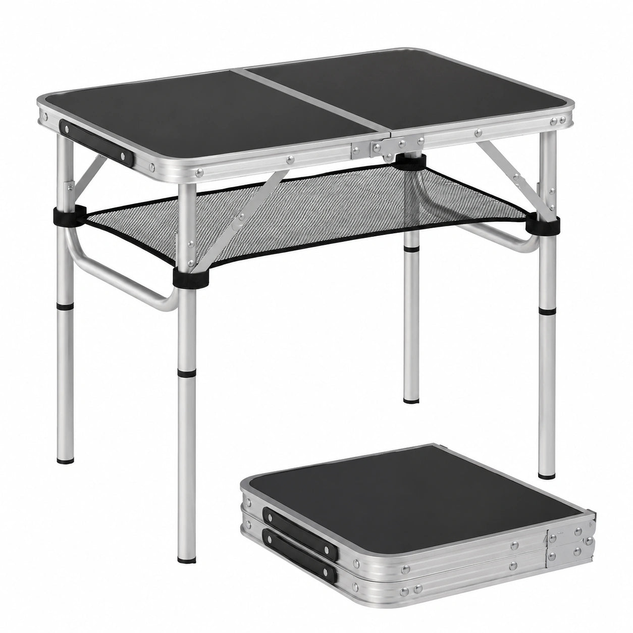 Table de Camping Pliante réglable pour Intérieur et Extérieur, 60 x 40 cm, avec Rangement