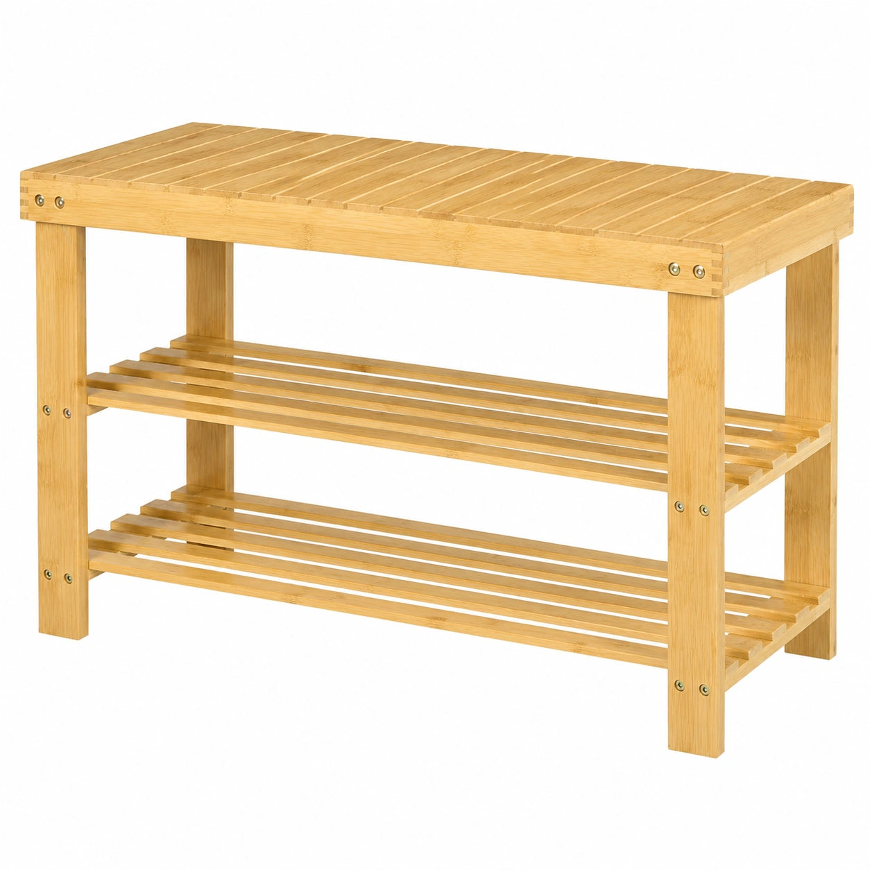Banc de Rangement en Bambou à 3 Niveaux pour Entrée