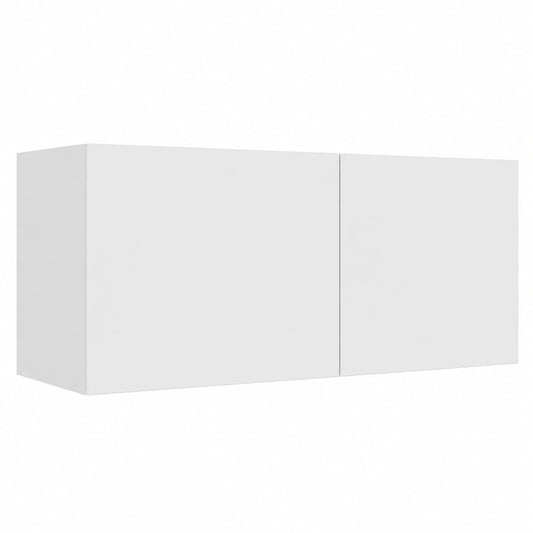 Meuble TV Moderne avec Compartiments de Rangement, Style Scandinave, Blanc