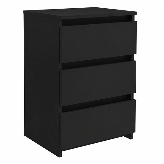 Table de nuit noire avec tiroirs et rangement