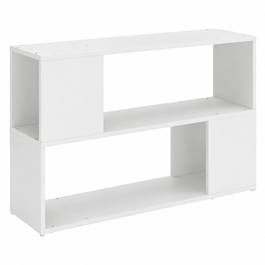 Bibliothèque avec compartiments de rangement, étagère moderne pour salon, bois blanc