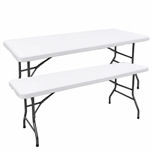 Lot de 2 nappes blanches pour table pliante 180 cm, tissu spandex déperlant