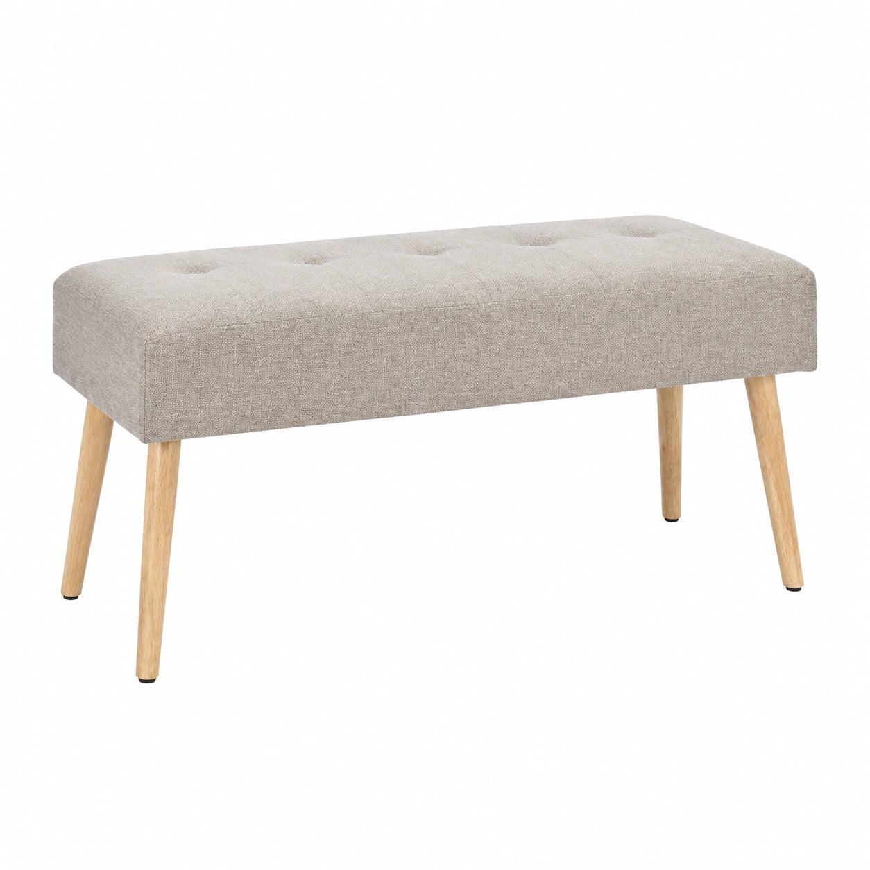 Banc scandinave en velours beige et bois clair