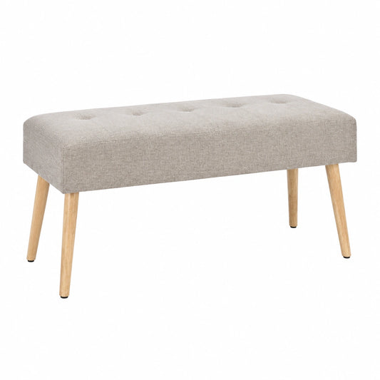 Banc scandinave en velours beige et bois clair