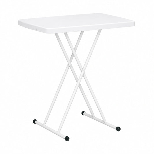 Table d'appoint pliante réglable pour extérieur, idéale pour jardin ou balcon, 76 x 50 x 74 cm, blanc