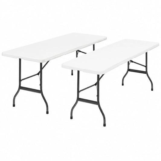 Lot de 2 tables pliables portables 180 cm pour camping ou réception
