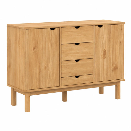 Buffet en Bois Massif de Pin pour Salon avec Rangement