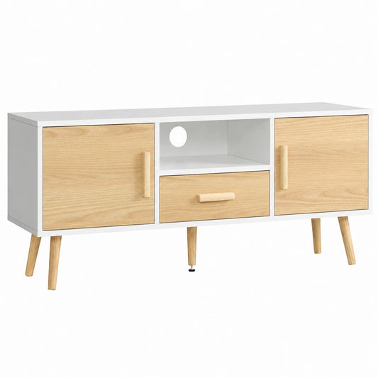 Meuble TV scandinave avec rangement et passe-câbles pour téléviseur jusqu'à 46 pouces