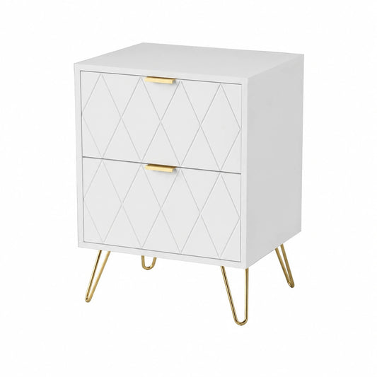 Lot de 2 Tables d’Appoint Modernes avec Tiroirs Dorés