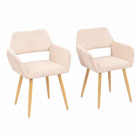 Lot de 2 chaises scandinaves en velours côtelé avec pieds en métal