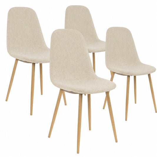 Lot de 4 chaises scandinaves en tissu beige