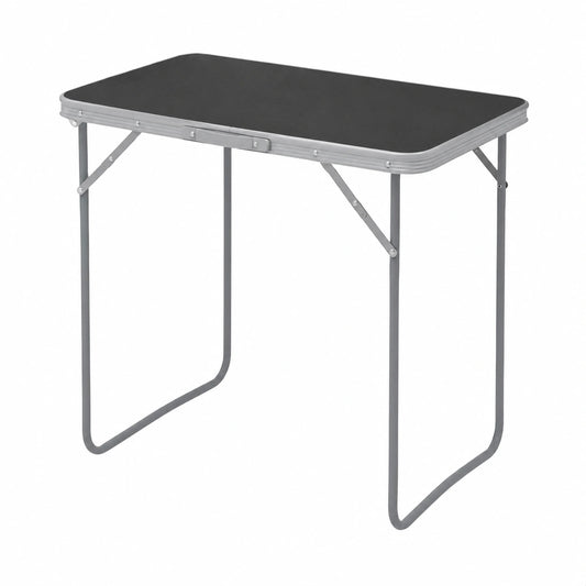 Table de Camping Pliante avec Poignée, 80x50x70 cm, Métal et MDF, Noir