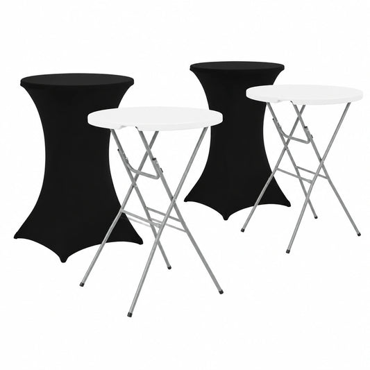 Lot de 2 tables de réception pliables avec housses noires