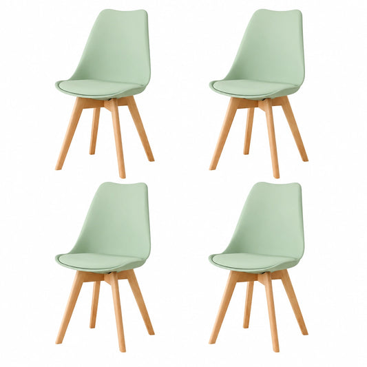 Chaises de Cuisine Rétro Rembourrées avec Pieds en Bois de Hêtre