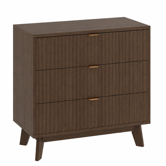 Commode à 3 tiroirs en bois clair naturel, finition verticale, design scandinave pour chambre et salon