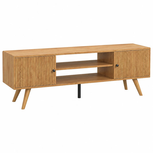 Meuble TV Moderne avec Espace de Rangement, Chêne