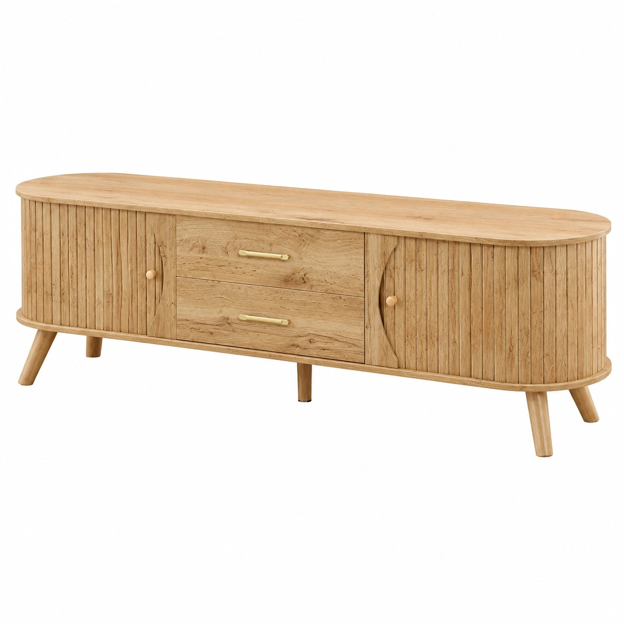 Meuble TV Scandinave en Bois avec Rangement