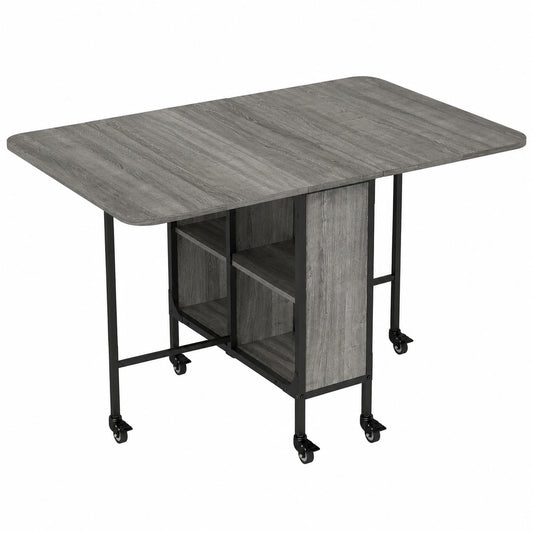 Table pliante sur roulettes avec étagère intégrée, pour 6 personnes