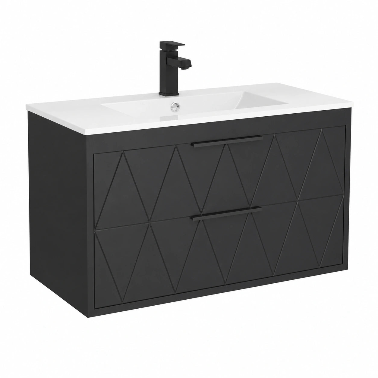 Meuble de Salle de Bain Suspendu avec Lavabo et Tiroirs